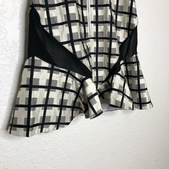 NBD Daylight Bliss black white plaid plunge neck flounce skirt mini dress NWT - Picture 14 of 16